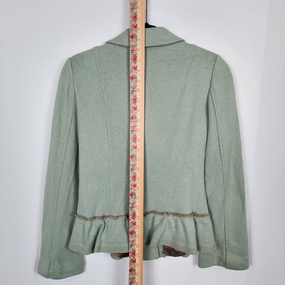 Nanette Lepore Vintage Ruffle Pale Green Blazer Size S - Picture 9 of 9